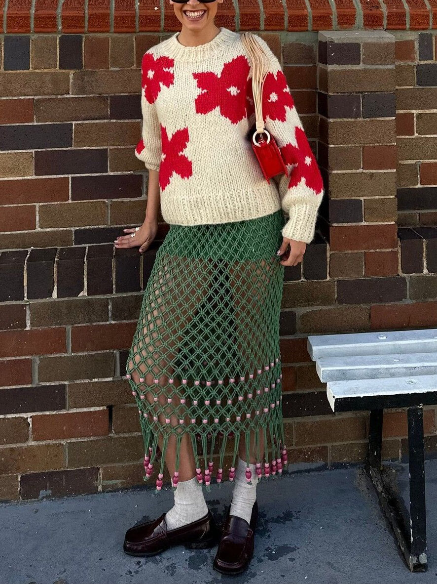 Georgia - All-Match Crew Neck Floral Sweater