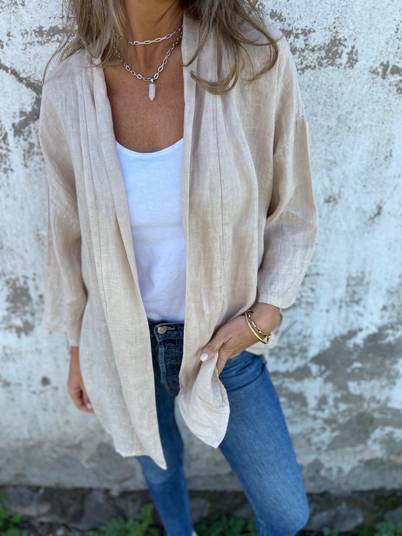 Celia | Linen Cardigan with Ruffles