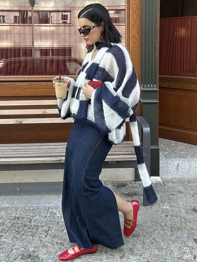 Clare - Cozy Stripe Sweater Cardigan