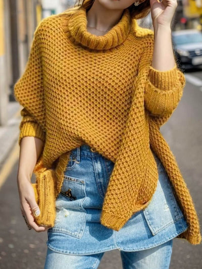 Sarah - Turtleneck Solid Dolman Sleeve Sweater
