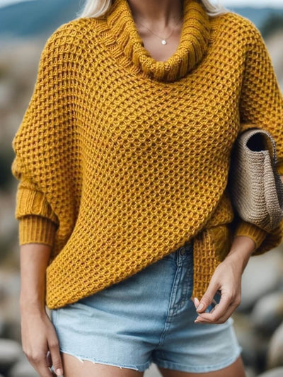 Sarah - Turtleneck Solid Dolman Sleeve Sweater