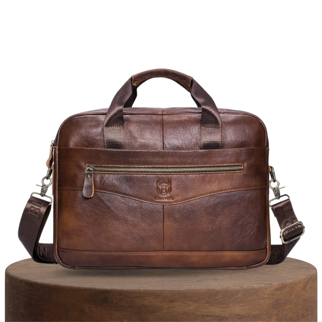 Mason | Professional Leather Laptop Bag with Curved Zip Detail