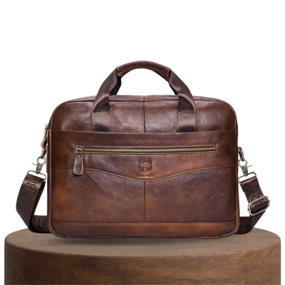 Mason | Professional Leather Laptop Bag with Curved Zip Detail