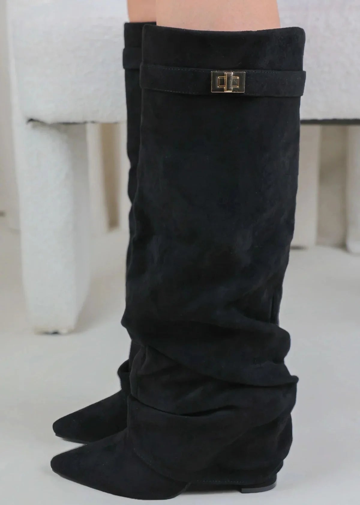 Lavista Slouchy Suede knee high boots - Black