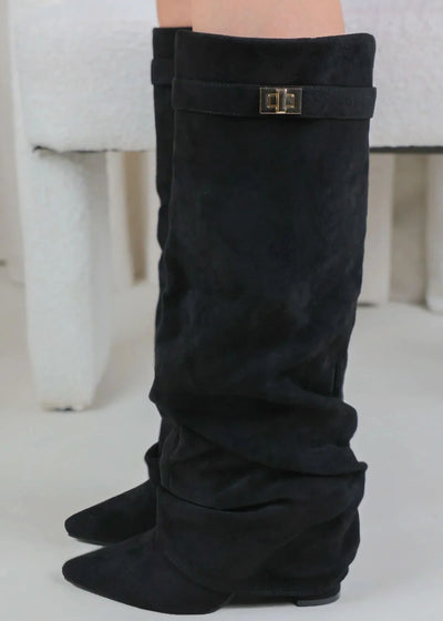 Lavista Slouchy Suede knee high boots - Black