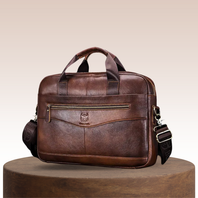 Clayton | Classic Leather Briefcase with Front Zip Accent
