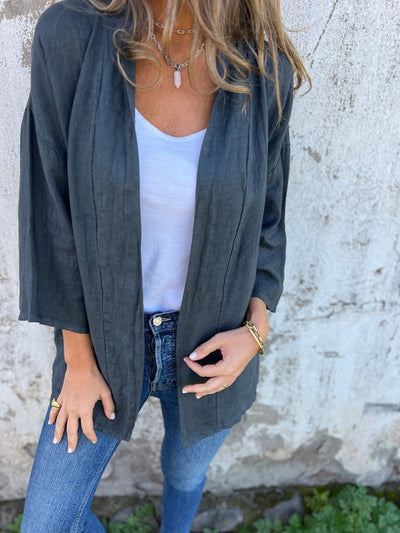 Celia | Linen Cardigan with Ruffles