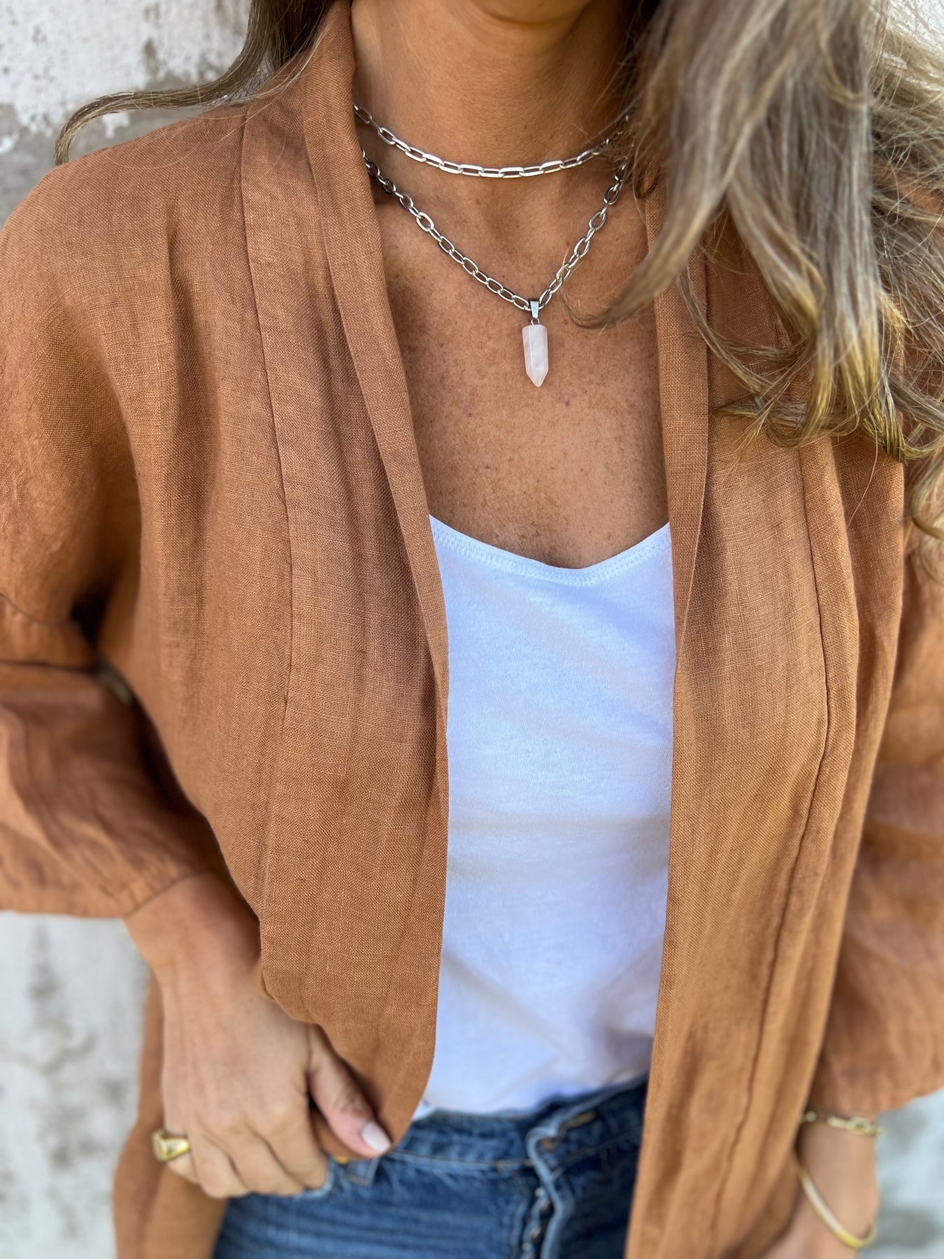 Celia | Linen Cardigan with Ruffles