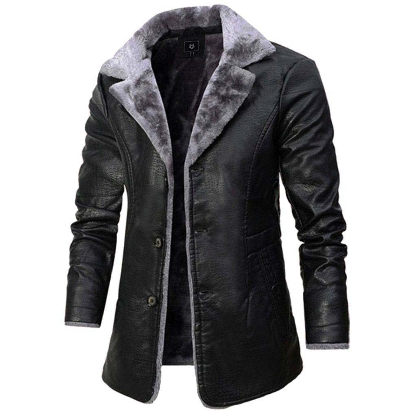 Lex - Lapel collar faux fur button closure coat