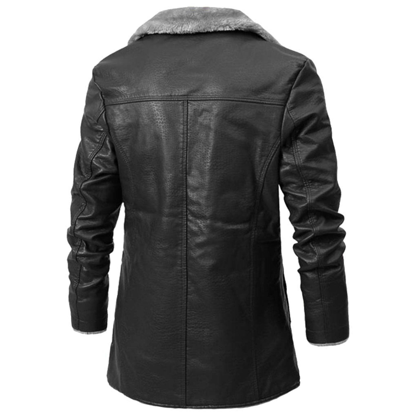Lex - Lapel collar faux fur button closure coat