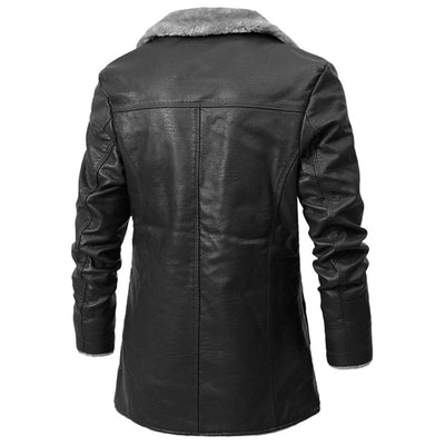 Lex - Lapel collar faux fur button closure coat