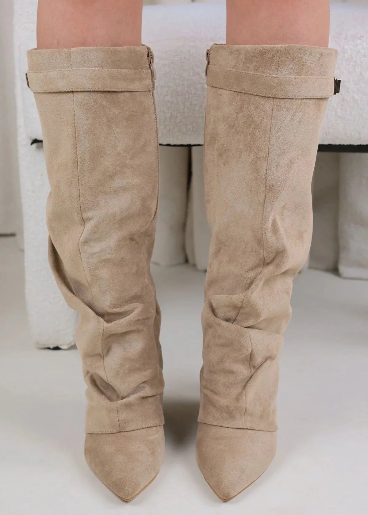 Lavista Slouchy Suede knee high boots - Beige