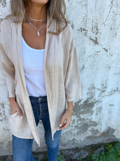 Celia | Linen Cardigan with Ruffles