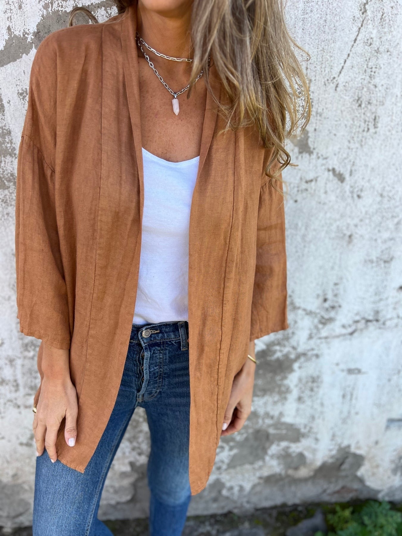 Celia | Linen Cardigan with Ruffles