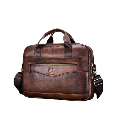 Clayton | Classic Leather Briefcase with Front Zip Accent