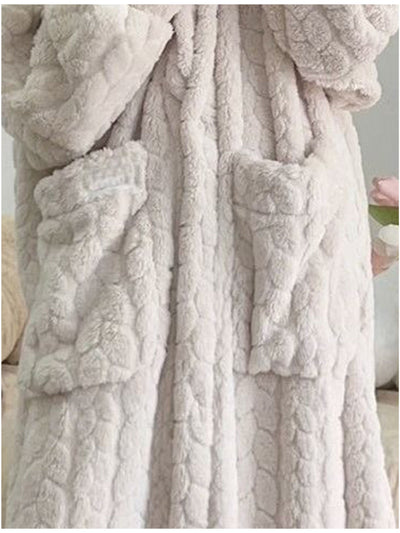 Lucy - Cozy Coral Fleece Hooded Robe