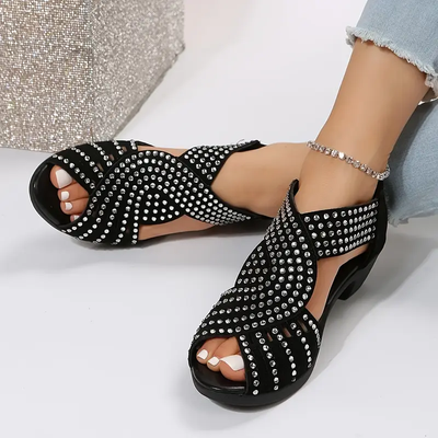 Lisbeth | Crystal Leather Sandals