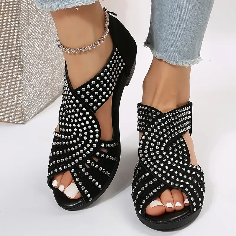 Lisbeth | Crystal Leather Sandals