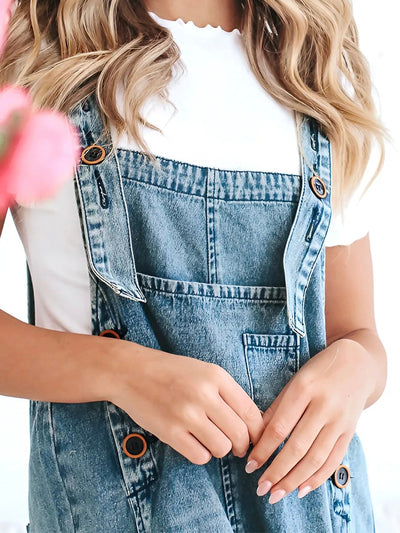 Thessaly | Distressed Denim Overalls