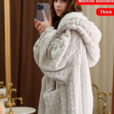 Lucy - Cozy Coral Fleece Hooded Robe