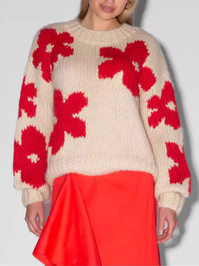 Georgia - All-Match Crew Neck Floral Sweater