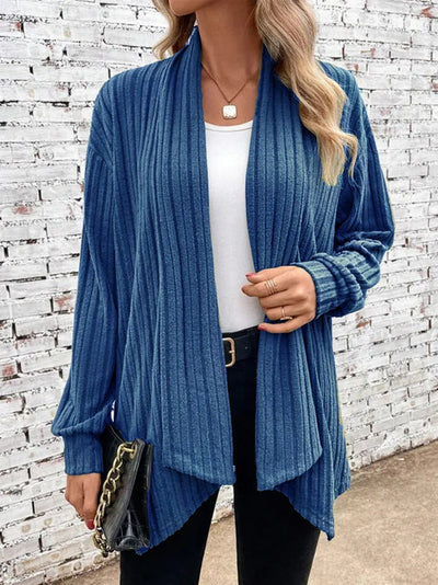 Leah - Ribbed Drape Cardigan