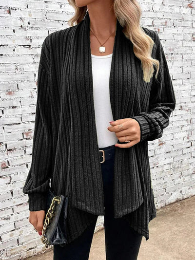 Leah - Ribbed Drape Cardigan