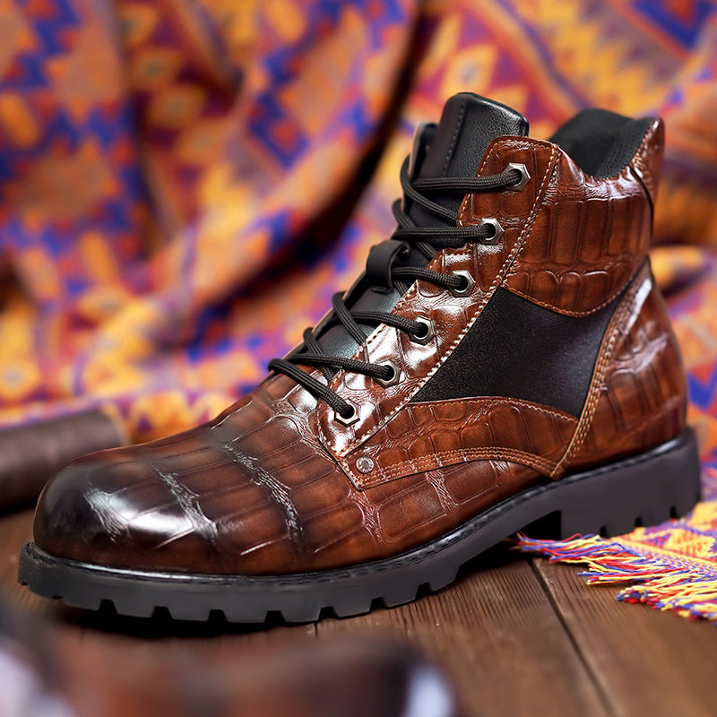 Dante Ferrara | Croc Leather Ankle Boots
