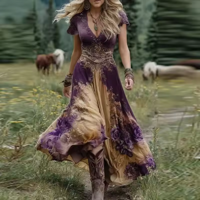 Celestine | Tailored, flowing floral dress