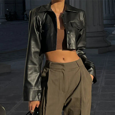 Élise | Elegant Faux Leather Jacket