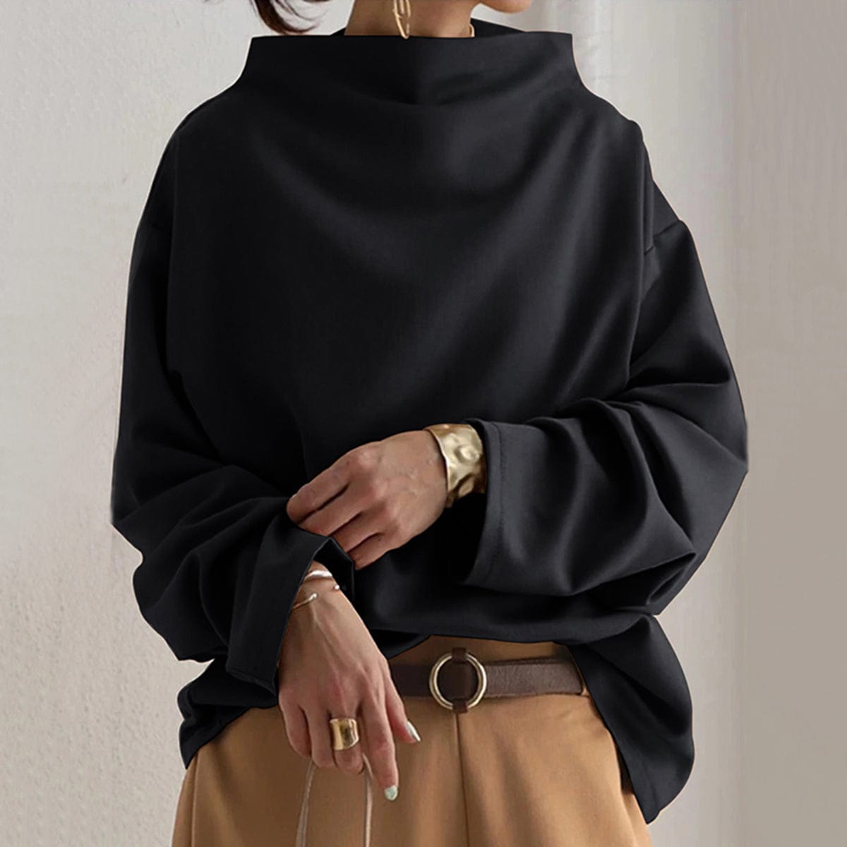 Elly - Soft Knit Top with High Neck