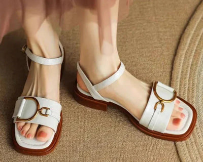 Amara - Buckled Flat Sandals