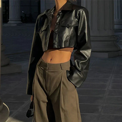 Élise | Elegant Faux Leather Jacket
