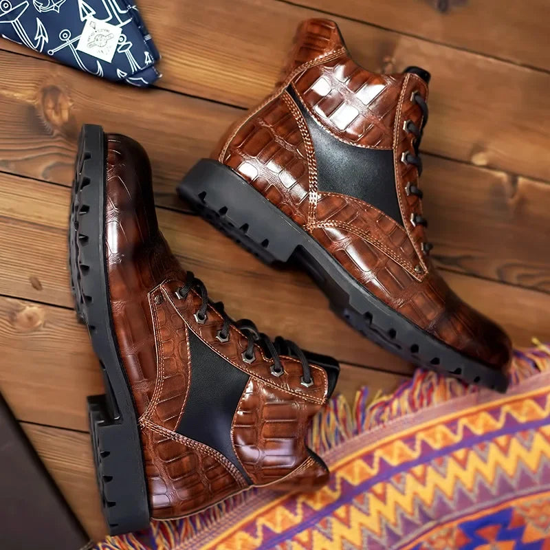 Dante Ferrara | Croc Leather Ankle Boots