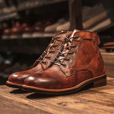 Fanum | Men's Retro Ankle Boots with Round Toe