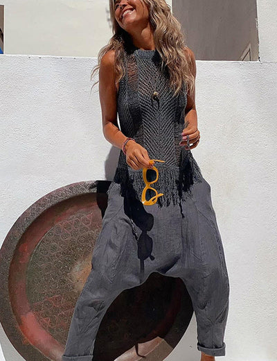 Thalia - Thar Desert Sleeveless Tassel Knit Top