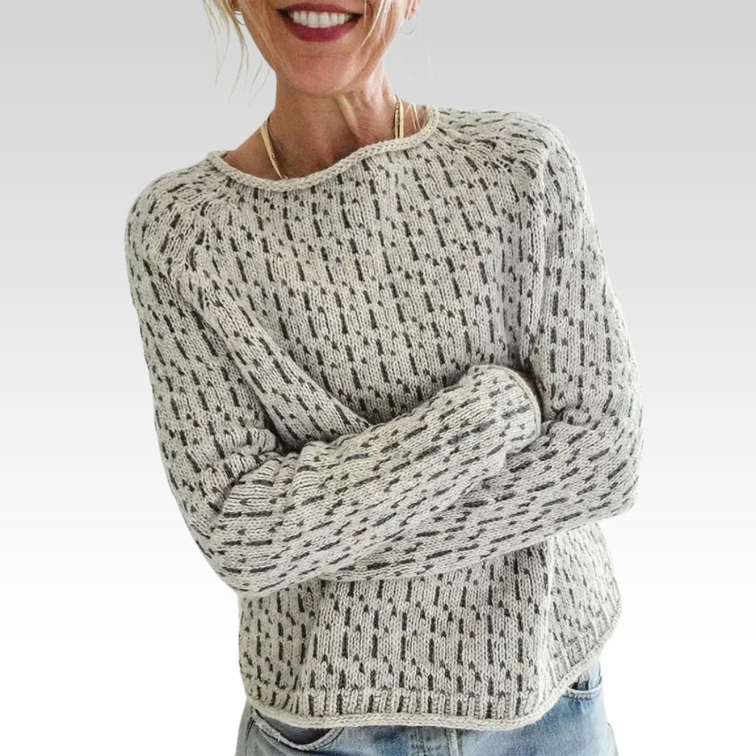 Victoria | Elegant Gray Sweater with Boat Neckline