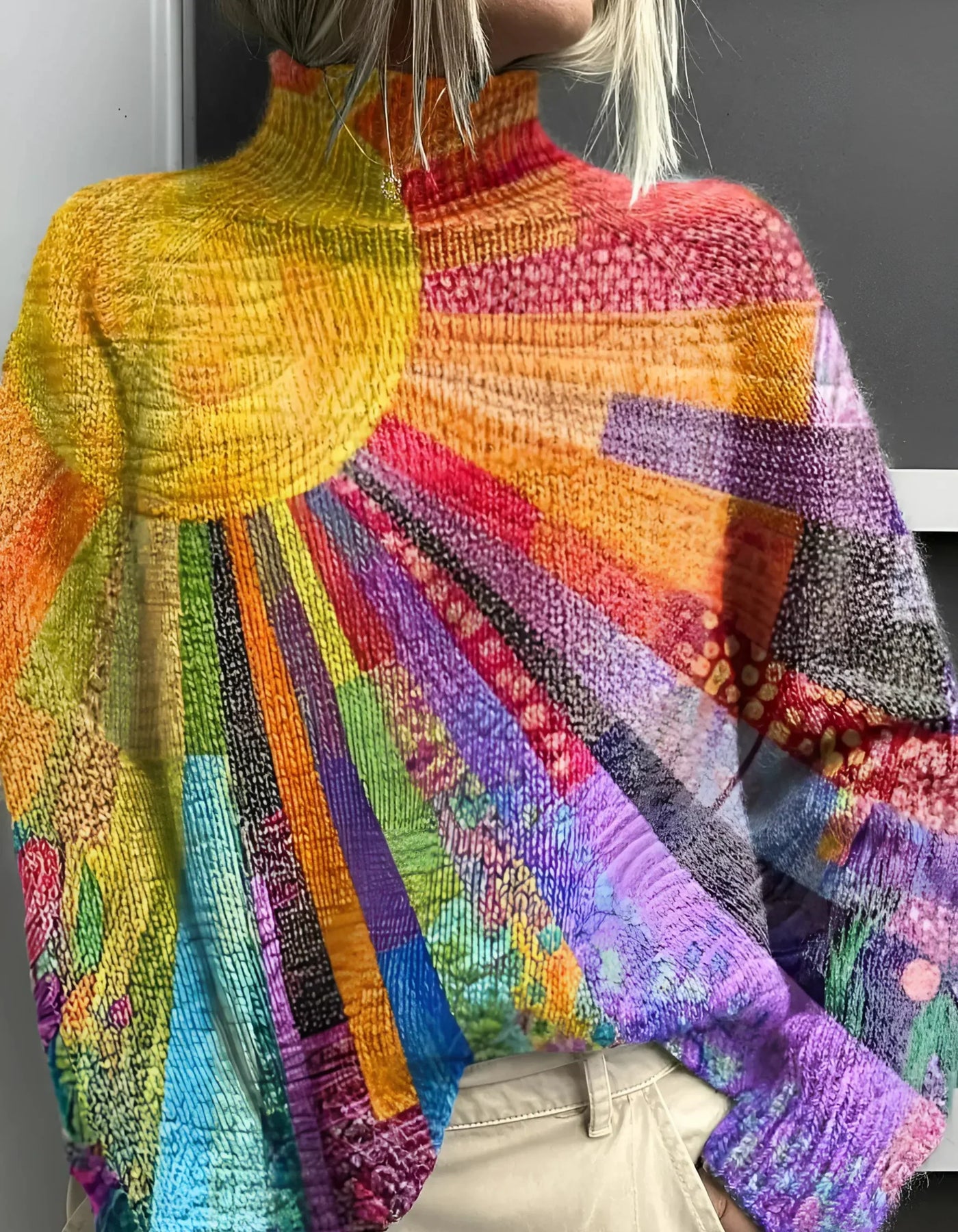 Ada - Colorful and Vibrant Turtleneck Sweater