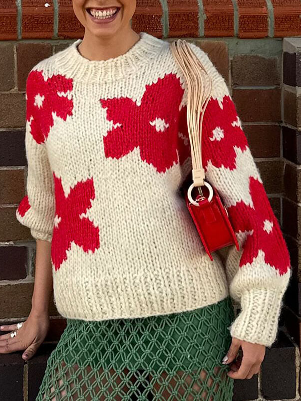 Georgia - All-Match Crew Neck Floral Sweater