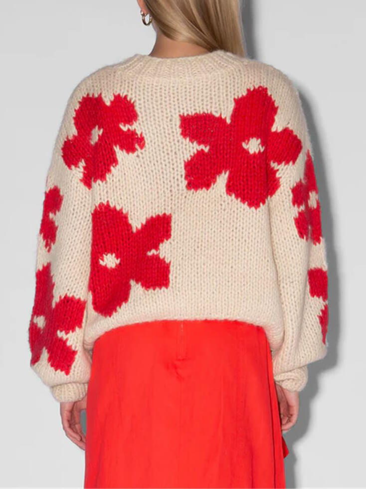Georgia - All-Match Crew Neck Floral Sweater