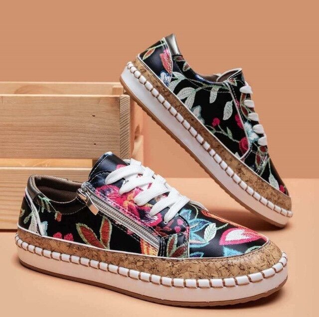 Oluchi | Floral Orthopedic Zipper Sneakers
