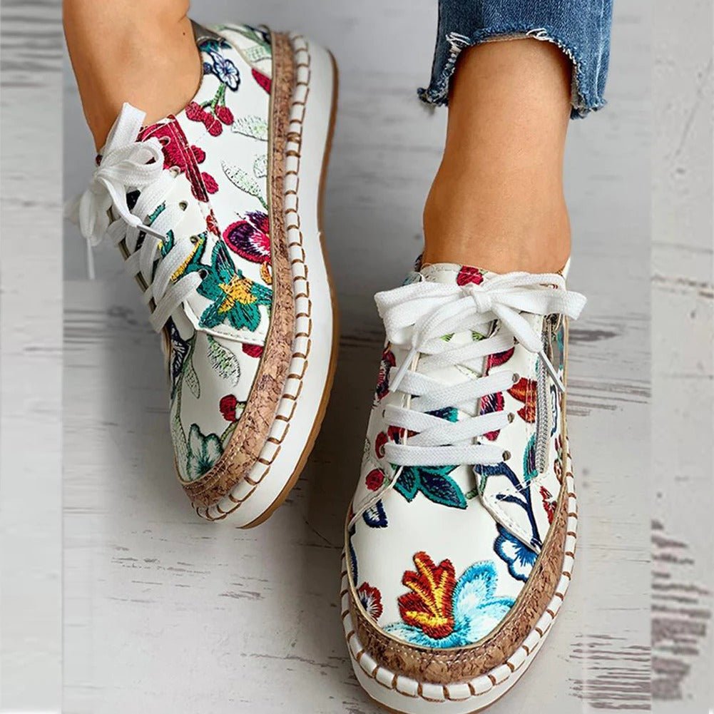 Oluchi | Floral Orthopedic Zipper Sneakers