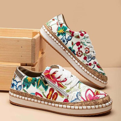 Oluchi | Floral Orthopedic Zipper Sneakers