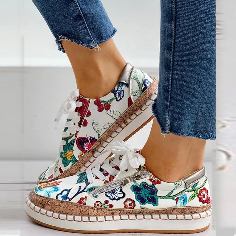 Oluchi | Floral Orthopedic Zipper Sneakers
