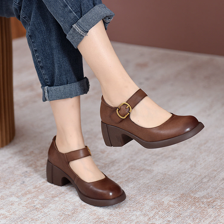 Agnes - Leather Mary Janes