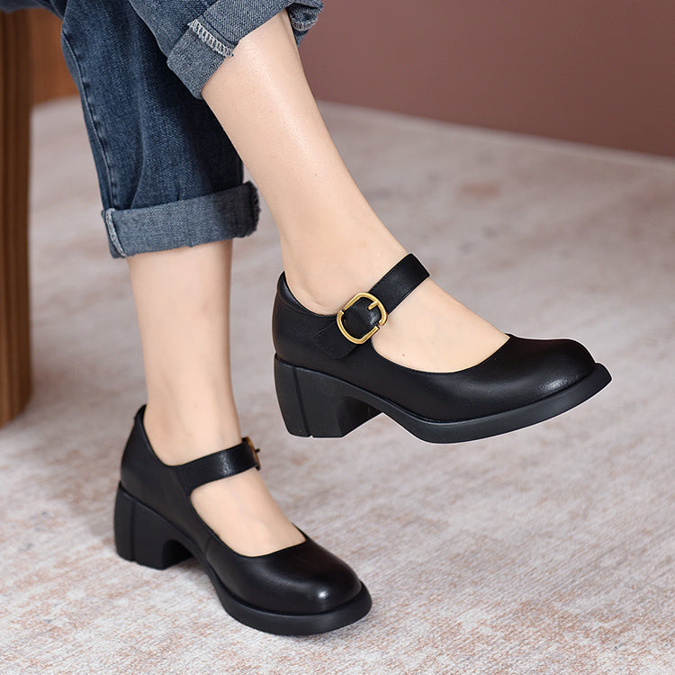 Agnes - Leather Mary Janes