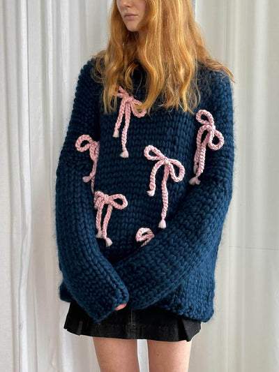 Elsa - Exquisite Bow Crew Neck Loose Sweater