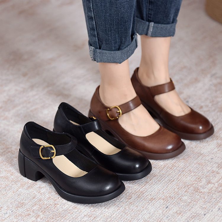 Agnes - Leather Mary Janes
