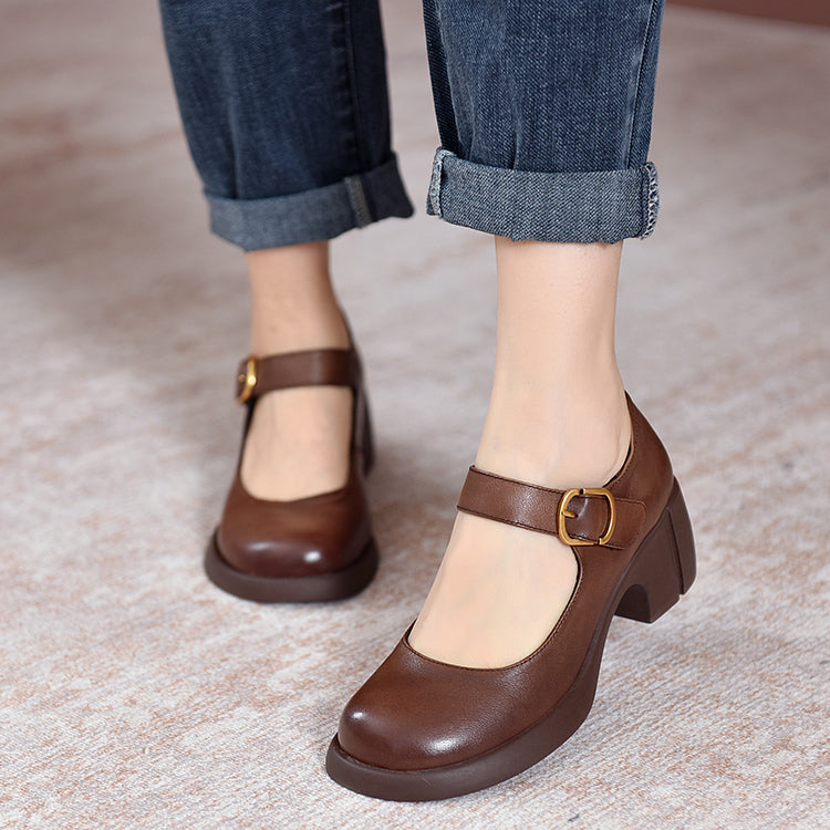 Agnes - Leather Mary Janes