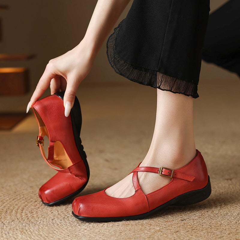 Edith - Leather Mary Janes